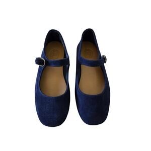 Gap × Doen Blue Velvet Mary Jane Shoes